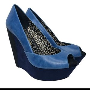 Blue leather & suede Jessica Simpson heels size 8